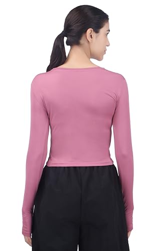 Image of Amazon Brand - INKAST Women Solid Fit T-Shirt | Active Wear Crop Tops with Thumbhole | Casual Sport Wear | Gym | Training | Running | Workout