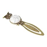 Marcador de páginas: marcapáginas de metal con forma de búho, hecho de aleación de zinc, materiales de piedra, protección ambiental natural, suave y duradero.