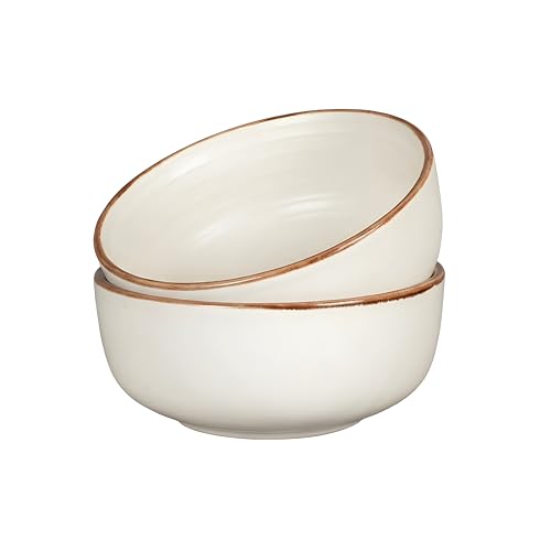 Image of miah decor Ceramic Serving Bowl | Speckled Ivory Rustic Stoneware Style Bowl for Rice, Curry, Gravy & Salad | Deep Multipurpose Serving Dish for Parties & Family Meals (STYEL 4)
