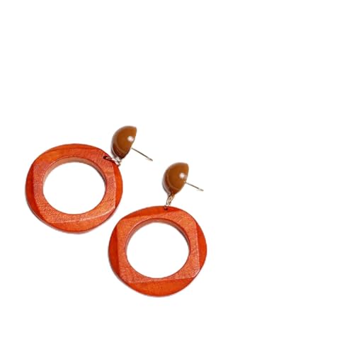 Girls Accessories Pendientes de Plata para Mujer, Marea, círculo Hueco de Madera Natural, Pendientes Colgantes para Mujer, Resina geométrica de para Dama, joyería de Fiesta, Regalos Brincos para