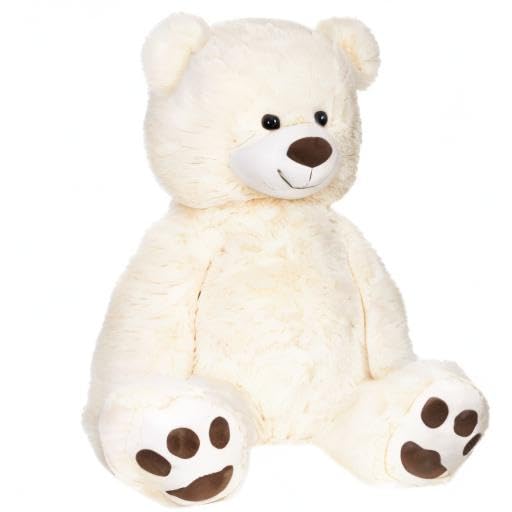 BRUBAKER XXL Teddybär 100 cm groß - Weiß - Stofftier Plüschtier Kuscheltier