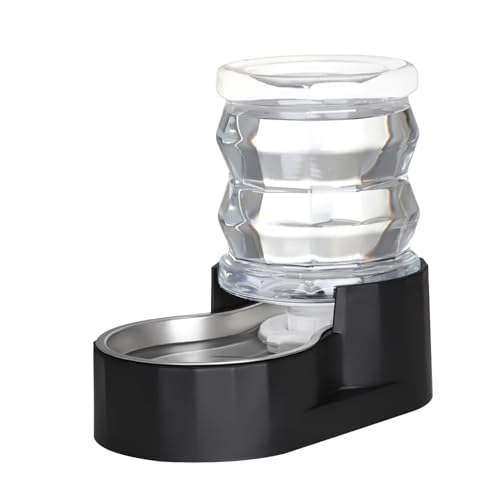 Sfozstra 【Automatischer Schwerkraftspender für Katzen】4L Schwarz Edelstahl Wassernapf Feeder - Ideal für Familienhäuser und...