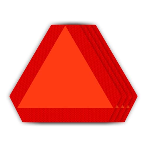 Image of IGNIXIA (Pack of 04) Slow Moving Vehicle Sign, PVC Vinyl Decal Slow Moving Vehicle Triangle Sticker, 14 inchx 16 inch Inches Orange Base with Reflective Border, UTV, Safety Triangle Signs (4)