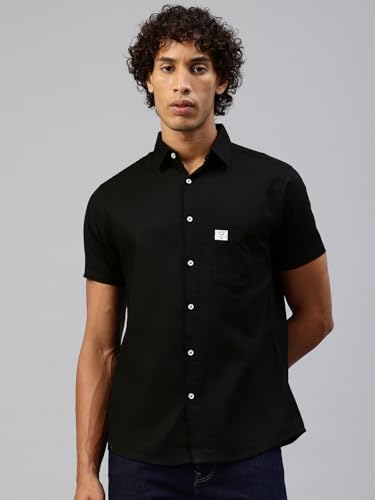 Image of Majestic Man Men Slim Fit Pure Cotton Solid Half Sleeve Casual Shirt