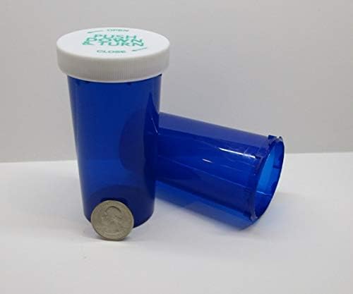 Plastic Prescription Cobalt Blue Vials/Bottles 100 Pack w/Caps Giant 40 Dram Size-Pharmaceutical Grade-The Ones We Sell to Pharmacies, Hospitals, Physicians, Labs