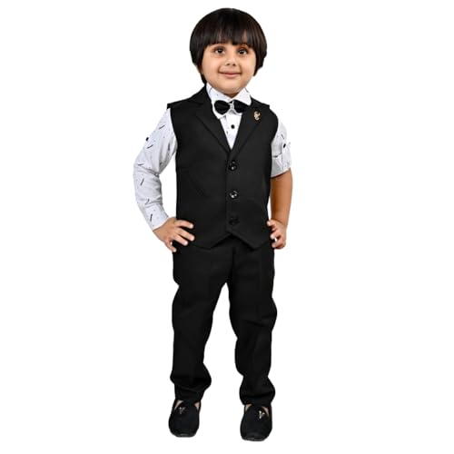 Image of Kids Ethnic Suit Set I 3 Piece Party Suit for Boys | Kids Suit Set Shirt, Pant & Waistcoat I Birthday Boys Party Dress