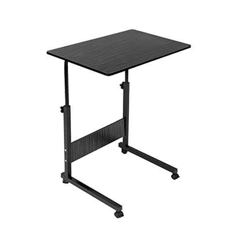 CROWNSHOP Height Adjustable Mobile Laptop Table with Wheels 40x60cm Black