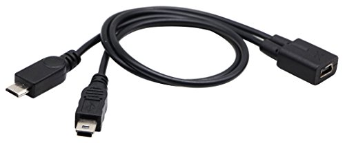 Cable duplicador Mini USB hembra con salidas Micro y Mini USB para carga 5