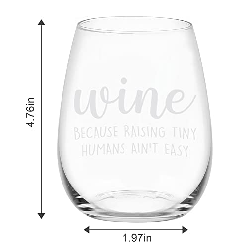 Dazlute Raising Tiny Humans Ain’T Easy Stemless Wine Glass, Mother’S Day Father’S Day Christmas Birthday Gag Gifts For Dad Mom New Parents Women Men From Kids Wife Husband thumb #6