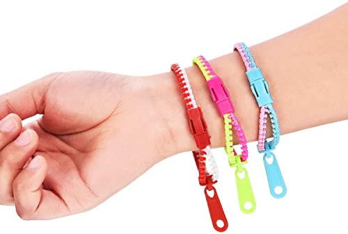 Unisex-Adult Stress Relief Anger Free Anti Anxiety Finger Touch Sensory Activity Relax Colorful Mini Zipper Bracelet Fidget Toy Assorted Pack (Multicolor) - 6 Pieces