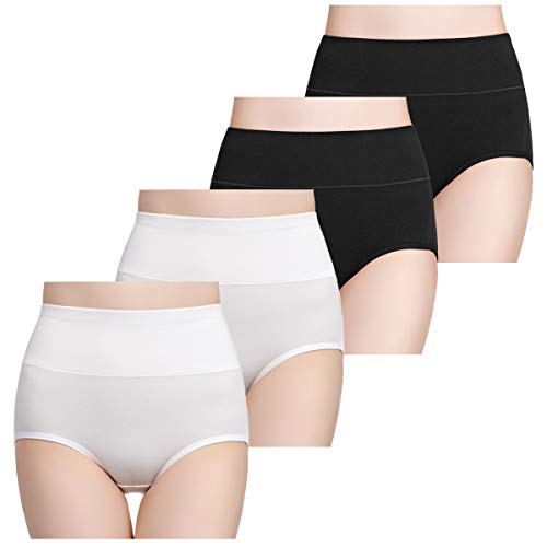 Image of wirarpa Women's Cotton Underwear High Waist Full Coverage Brief Panty Multipack
