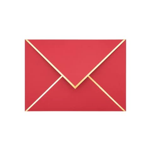 A7 Envelopes - 25-Pack V Flap Foil Border Luxury Mailing Envelopes for 5" x 7" Cards - for Wedding, Invitations, Chinese New Year, Christmas, Graduation, Birthday, Bridal Shower - 5.25" x 7.25" (Red) Cover
