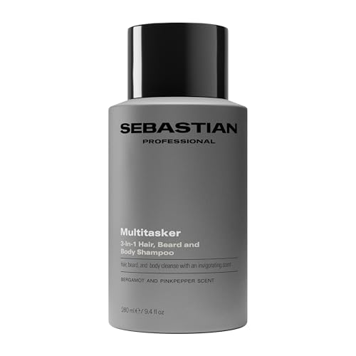 Sebastian Professional Multitasker | Champú 3 en 1 para Hombre | Cabello, Barba y Cuerpo | Limpia y Aporta Frescor | Con una Fragancia Estimulante | Para Todo Tipo de Cabello | 280ml