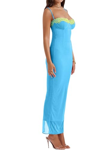 Image of Zebaexf Women Slip Maxi Dress Sleeveless Backless Bodycon Party | Soft stretch fabric, open-back straps, slim bodycon shape, party, prom, vacation and cocktail looks
