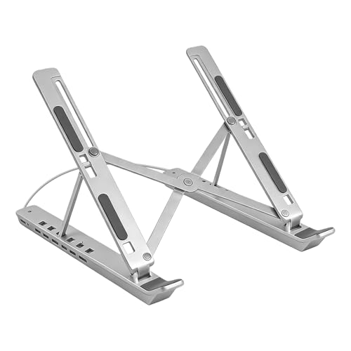 Base de Docking para Portátil Soporte - Soporte Plegable con Ventilación USB para Tablet y Portátil,Base con Luz RGB y Estación de Acoplamiento | Para Trabajo Oficina Hogar Escritorio Ordenador Monito