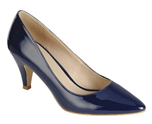 Forever Link Women's Pointed Toe Patent Mid Heel Slip On Pump Dress Shoes