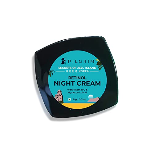 Pilgrim Retinol Anti Aging Night Cream (Mini – 8 Gm) With Hyaluronic Acid & Vitamin C| Discover Young, Wrinkle-Free & Radiant Skin | Cream For Oily & Dry Skin| For Men & Women| Korean Skin Care