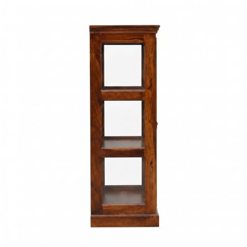 Image of SONA ART & CRAFTS Sheesham Wood Wooden Crockery Cabinets with Glass Door | Wooden Showcase Almirah | Book Shelf Crockery Unit for Home & Kitchen Living Room - (Medium)