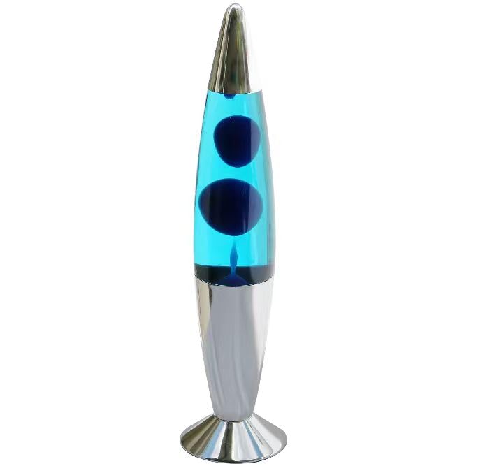 DWD 16 Inch Lamp for Relaxation Peace Liquid Motion Rocket Novelty Desk Lamp Retro Nostalgia Relaxing Mood Light Smooth Slow Motion Wax Therapeutic Sensory (Blue Liquid Blue Wax)