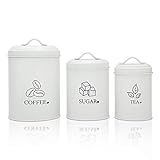 G.a HOMEFAVOR Creative Decorative Nesting Kitchen Canisters Jars with Lids, White Metal Rustic...