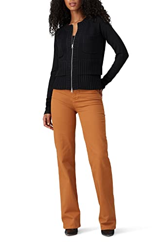 Women's Black Modern Casual Oversized Zip-Up Knit Cardigan Sweater