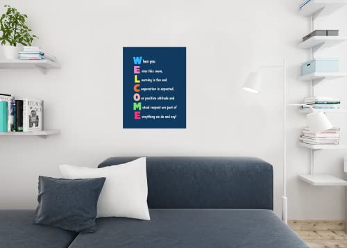 Image of Classroom Sign Welcome Teacher Motivational Inspirational Rules Blue When You Enter Educational Learning Homeschool Chart Display Supplies Teaching Cool Wall Art Print Poster 24x36