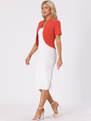 Image of Allegra K Short Sleeve Blazers for Women's Business Casual Open Front Work Cropped Shrug Jacket