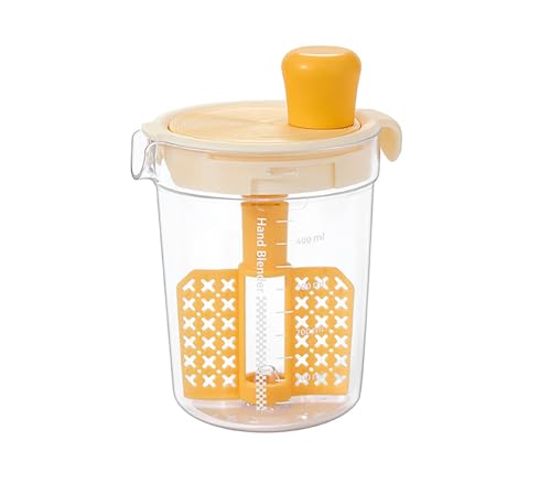 halteoly Salad Dressing Shaker Bottle, Salad Dressing Mixer Cup, Egg Liquid Mixing Cup, Manual Mixing Tool for kitchen,vinaigrette dressing bottle (Yellow)