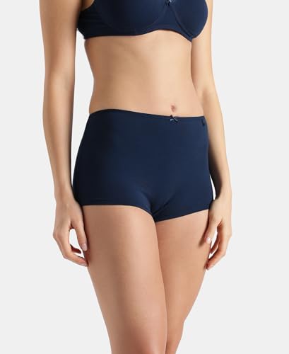 Image of Jockey SS04 Women High Coverage Super Combed Cotton Elastane Stretch Boy Leg with Concealed Waistband and StayFresh Treatment Pageant Blue XL