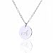 AOLO Small Script Initial Necklace Silver Initial Disc Necklaces