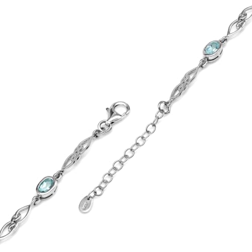 Image of Silvershake Birthstone Gemstones White Gold Plated or Yellow Gold Plated 925 Sterling Silver Scroll /Filigree Celtic Knot Weave 7.25 to 8.75 Inch with Adjustable Extension Bracelet Jewelry for Women
