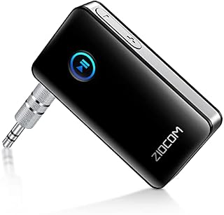 Bluetooth Car Adapter, ZIOCOM Bluetooth 5.0 Music Receiver for Car/Home Stereo System/Wired Headphones, Bluetooth AUX Adapter with Built-in Battery, Hands-Free Calls, Dual Device Connection