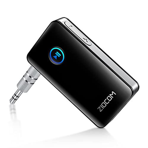 Adaptateur AUX Bluetooth pour Voiture,ZIOCOM Recepteur Musique Bluetooth pour Système stéréo Domestique écouteurs filaires,Adaptateur de Voiture Bluetooth avec Batterie intégrée,Appels Mains Libres