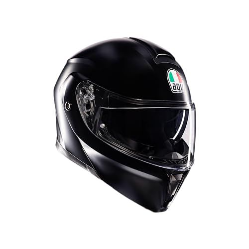 AGV Streetmodular ECE 22-06 Mono, Casco De Moto Modular Homologado ECE 22-06 P/J con Pantalla Parasol, Negro Mate, L