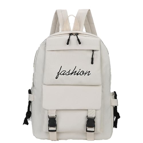 Wffeila Schulrucksack Mädchen Teenager Rucksack Schule,Wasserdichter Tagesrucksack,15,6 Zoll Laptop Schulrucksack,Rucksack Damen,für Ausflüge, Uni, Schule u. Büro (weiß)