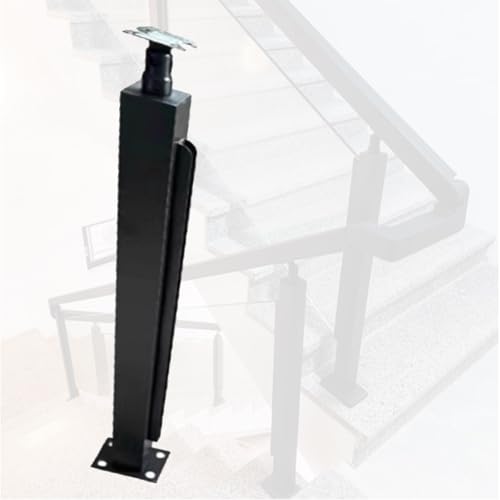 Stainless Steel Glass Railing Post, Square Metal Railing Spindles with Screws, Adjustable Spindles Stair Balustrade Post Kit Indoor, Strong Load-Bearing Capacity(C-Edge,Height 36in/90cm)