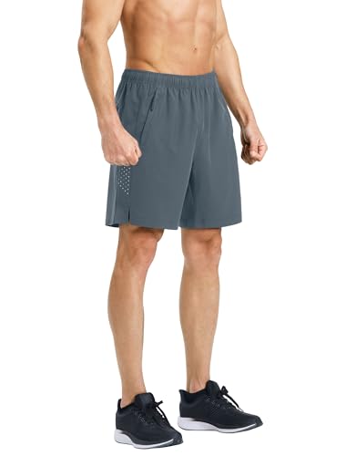 Image of Men's Running Athletic Shorts 7 Inch Quick Dry Lightweight Workout Gym Tennis Shorts 3 Zipper Pockets