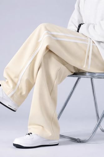 Image of Men's Relaxed Fit Solid Striped Pattern Lycra Blend Straight Trouser Pant with Standard Length and Elastic Band Closure Type | Trouser for Men Regular Fit | Loose Pant for Man