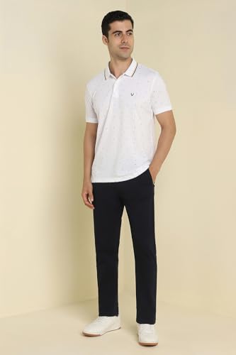 Image of Allen Solly Men's Polo T-Shirt | Polycotton Blend | Color-Block Print | Regular Fit | Smart Casual Wear