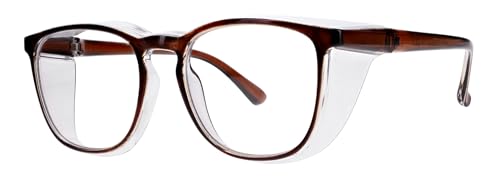 ATTENUTECH Radiation Safety Glasses SQ5062 0.75 mmPb Eq SF-6 Schott Glass Lenses - Lightweight Round Frame w. Side Shields (Brown)