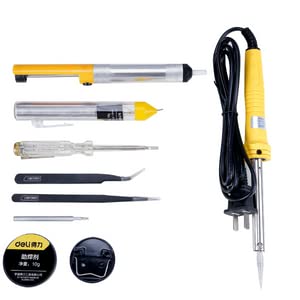 Homdum 9 Pc Soldering Iron Kit 40 watt with Desoldering Pump soldering wire flux inside a handy storage bag