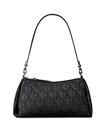 Calvin Klein Women's Pleat Monogram Logo Shoulder Bag, Black, One Size