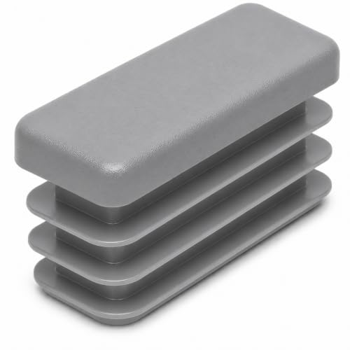 Image of (Pack of 40) Rectangular Plastic Plugs 25 /64 inch x 1-3 /16 inch (10 x 30 mm), Matt Tube Inserts, Fence Post Caps, Window Gray RAL 7040