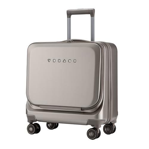 Image of Verage Luxe Leader 16.5 inch inch Cabin Size Carry On Laptop Overnighter Pilot Luggage with Trolley & 360º Rotating 4 Wheels (Champagne)
