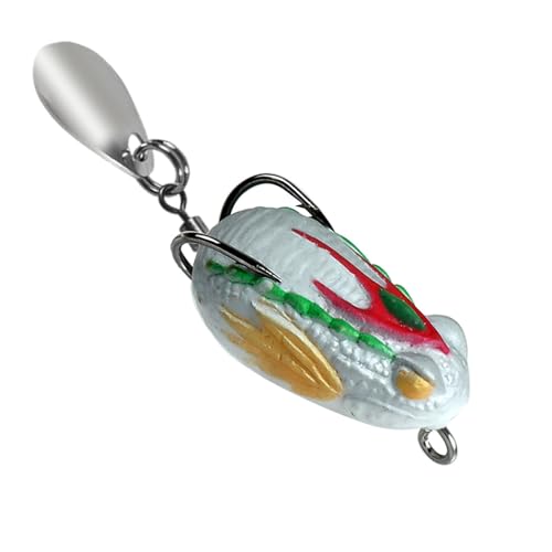 Psdndeww Señuelos De Pesca PVC para Pescado Negro con Doble Gancho Y Cuchilla 3 Cm 3.2g Ranas Rayas Cebo Suave Cebadas Ranas Señuelos