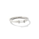 Kendra Scott Juliette Rodium-Plated Over Brass Band Ring in White Crystal, Fashion Jewlery for Women, Size 8