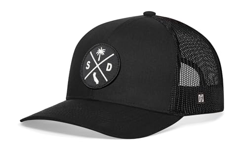 Image of HAKA State City Trucker Hat for Men & Women, Adjustable Baseball Hat, Mesh Snapback, Sturdy Outdoor Black Golf Hat