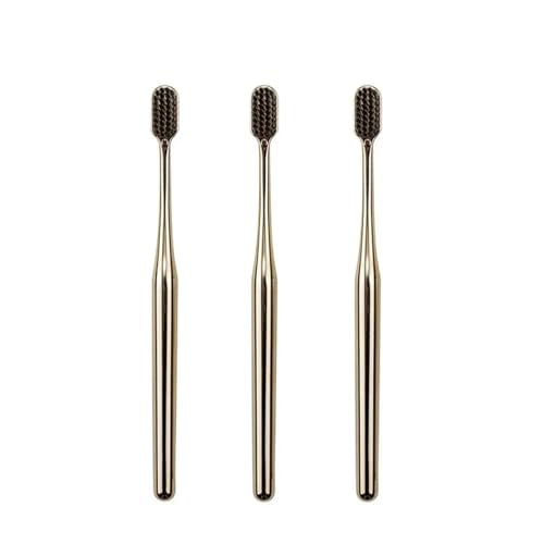 Spazzolino da denti manuale 1/2/3/4 pezzi Spazzolino da denti in oro Spazzolino da denti morbido in oro di lusso for uomini e donne Spazzolini Spazzolino(3pcs Gold BK)