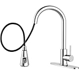 HOMELODY LED Temperature Display Kitchen Faucet with Pull Down Sprayer - Polished Chrome Single Handle Faucet for Kitchen Sink, High Arc Stainless Steel Design for RV Laundry Farmhouse Bar