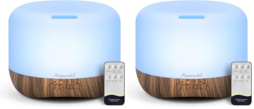 Aromatherapy Essential Oil Diffuser for Room: 500ml Colorful Aroma Air Humidifier with Adjustable Cool Mist Mode, Auto Off Ultrasonic Diffusers for Large Room Home Office(Brown) (Pack of 2)